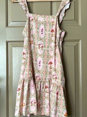 Agua Bendita Pink Floral Midi Dress